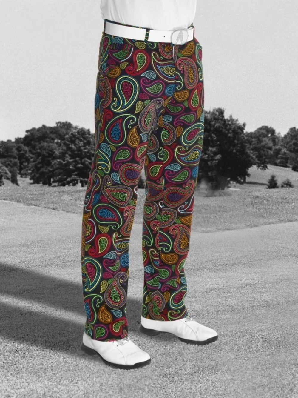 36x30 Royal & Awesome Crazy Paisley Golf Pants Party Colorful Fun Pink Hippie